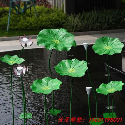 不锈钢仿真荷花荷叶雕塑