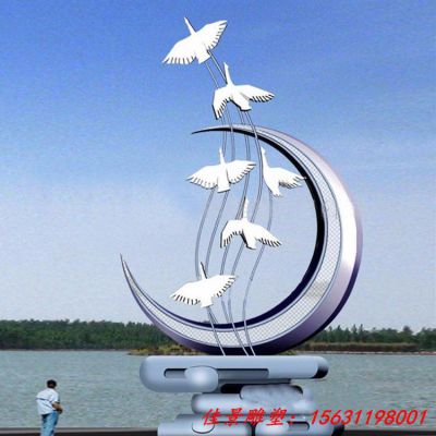 校园不锈钢抽象和平鸽飞翔雕塑