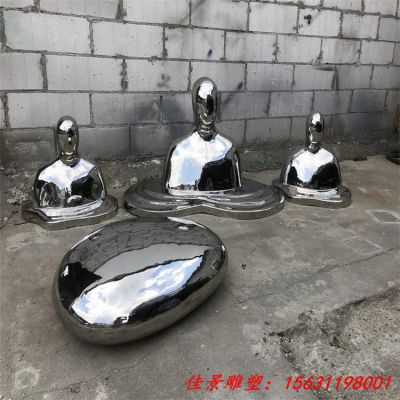 镜面不锈钢鹅卵石雕塑
