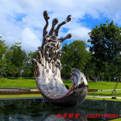 镜面不锈钢浪花雕塑