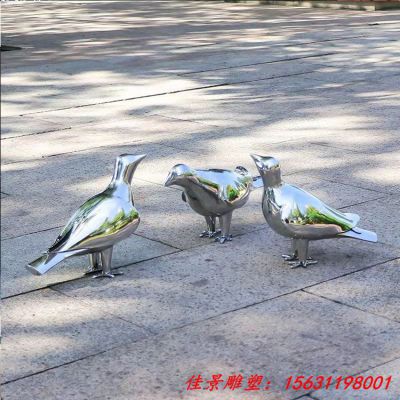 不锈钢镜面鸽子海鸥小鸟雕塑