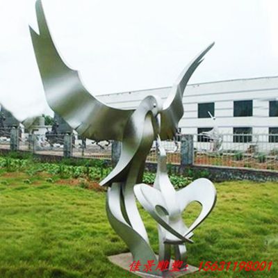 园林动物不锈钢白鸽雕塑