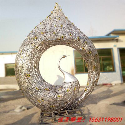 不锈钢抽象孔雀雕塑