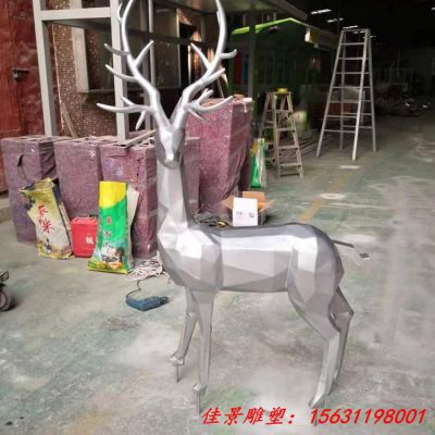不锈钢几何小鹿雕塑