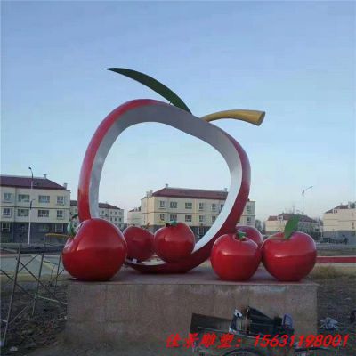 不锈钢抽象彩色苹果雕塑