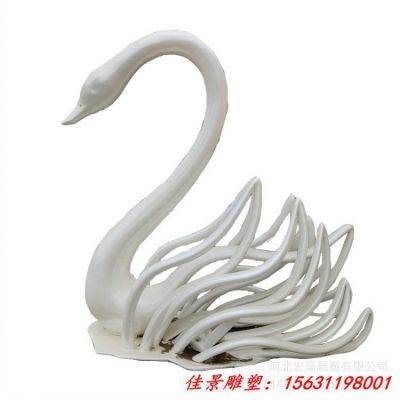 不锈钢抽象天鹅公园动物雕塑