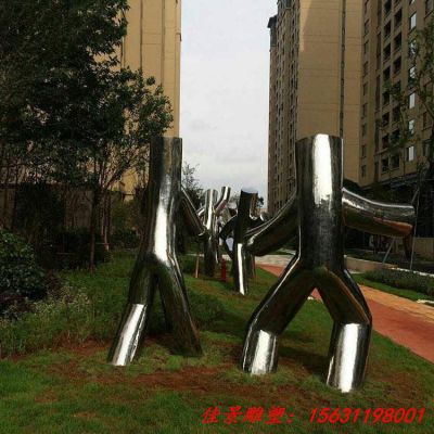 小区景观不锈钢抽象人物雕塑