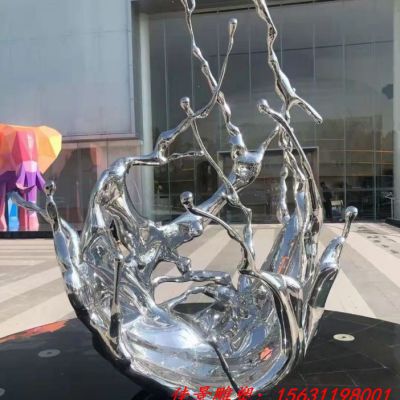 镜面不锈钢水花浪花雕塑