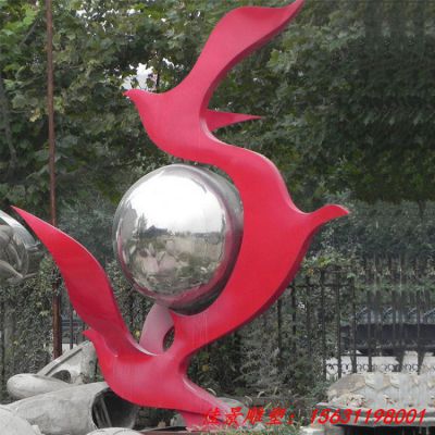 不锈钢城市抽象和平鸽雕塑