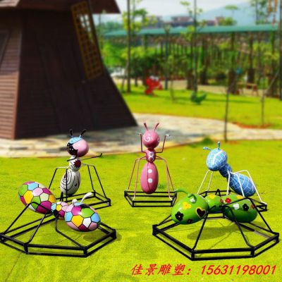 金属动物不锈钢彩绘蚂蚁雕塑