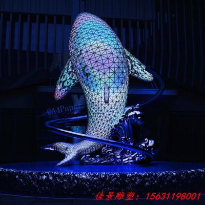 不锈钢发光鲸鱼雕塑
