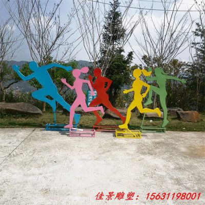 不锈钢剪影跑步人物雕塑