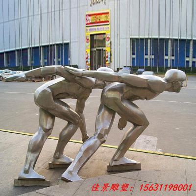 不锈钢滑冰运动雕塑