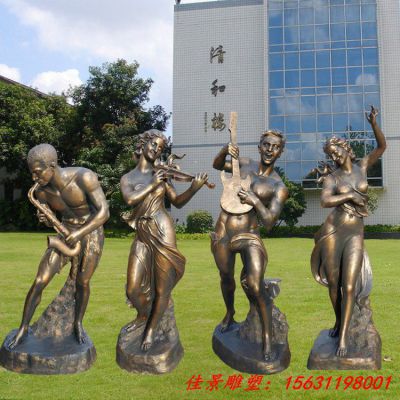 公园景观演奏音乐人物铜雕