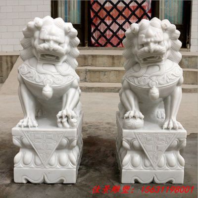 汉白玉看门狮子动物石雕