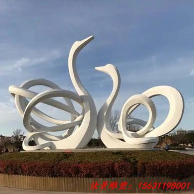 不锈钢抽象天鹅动物雕塑