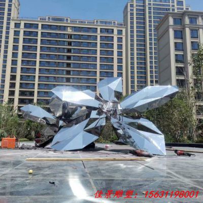 不锈钢抽象绽放花朵雕塑