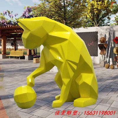 几何不锈钢卡通狗雕塑