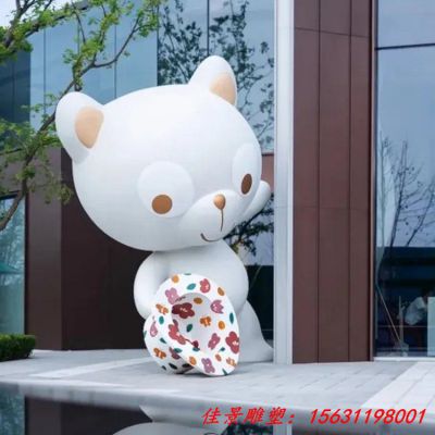 玻璃钢卡通招财猫雕塑