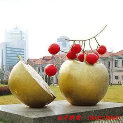 不锈钢金苹果雕塑