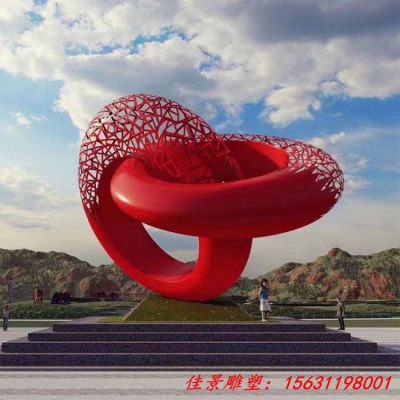 不锈钢环环相扣圆环雕塑