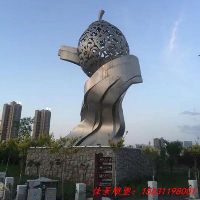 不锈钢大型抽象梨雕塑