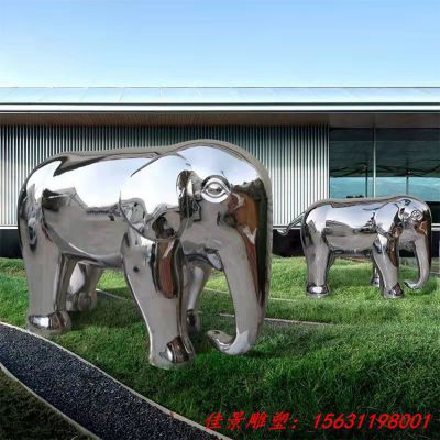 不锈钢镜面动物大象雕塑