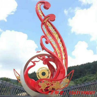 广场不锈钢抽象凤凰雕塑