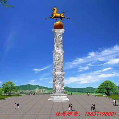 广场建筑石雕龙柱