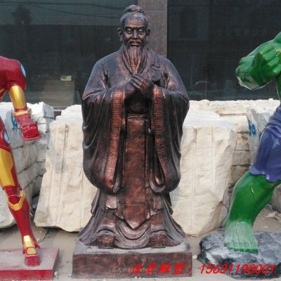 玻璃钢仿铜孔子校园名人雕塑