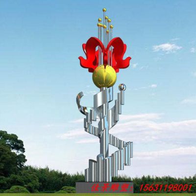 不锈钢抽象绽放雕塑
