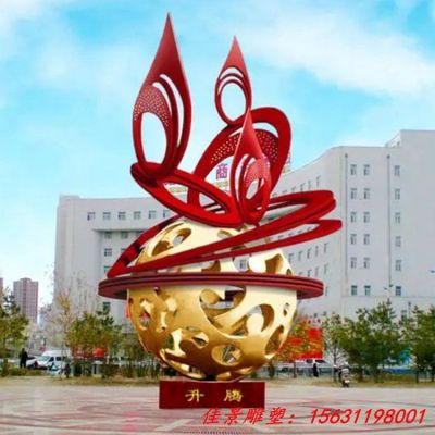 企业抽象不锈钢升腾雕塑