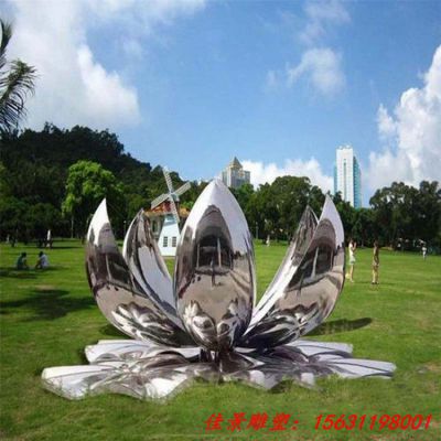 不锈钢镜面荷花雕塑