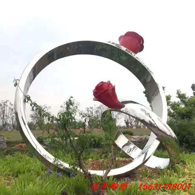 不锈钢玫瑰花戒指雕塑