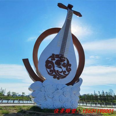 广场大型不锈钢琵琶雕塑