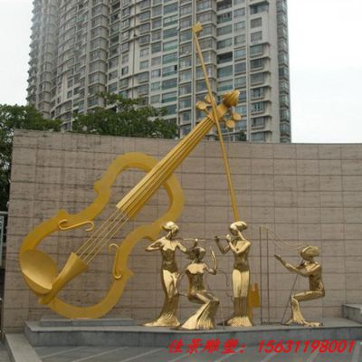 广场音乐人物黄铜雕塑