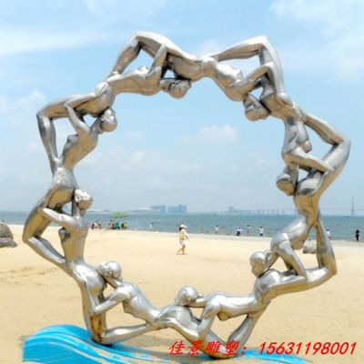 金属创意不锈钢团结雕塑