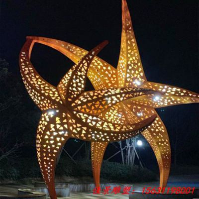 不锈钢镂空发光海星雕塑