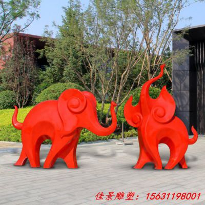 玻璃钢彩绘抽象大象雕塑