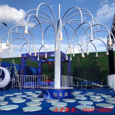 不锈钢抽象烟泡树灯光雕塑