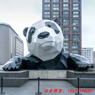 城市不锈钢卡通熊猫雕塑