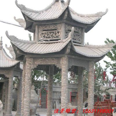 小区双层凉亭石雕