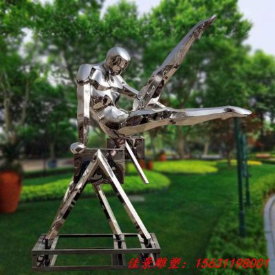 镜面不锈钢鞍马运动雕塑