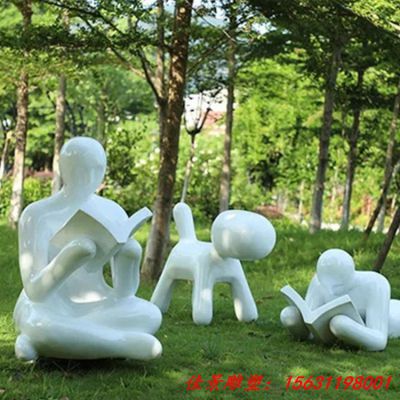玻璃钢看书人物雕塑