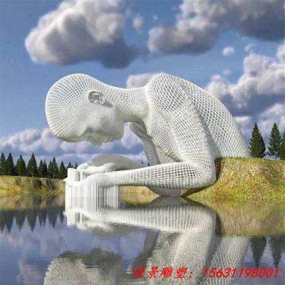 不锈钢深潜雕塑金属镂空人物