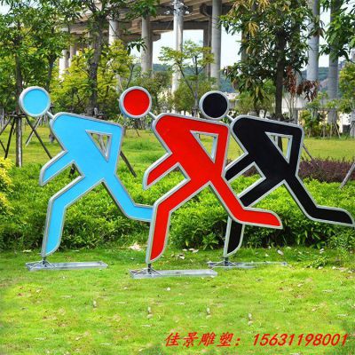 不锈钢剪影跑步人物雕塑