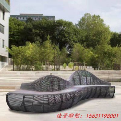 不锈钢异型休闲长椅凳雕塑