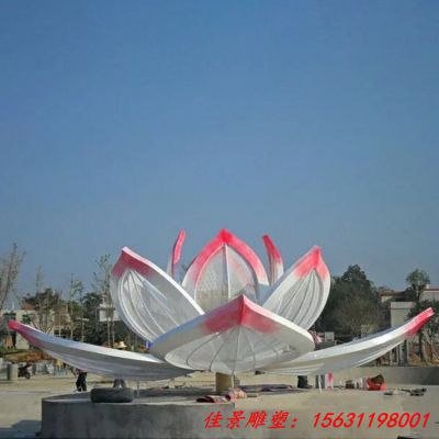 不锈钢彩色发光荷花雕塑