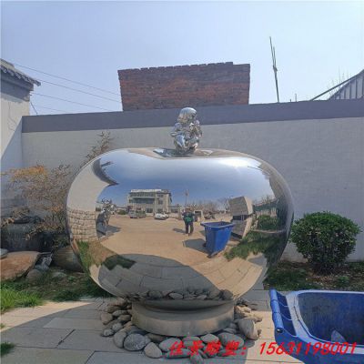 不锈钢大型镜面苹果雕塑