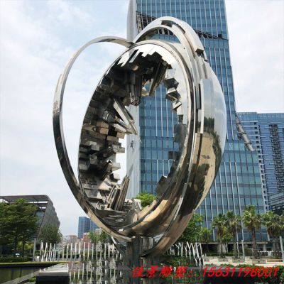 镜面不锈钢抽象齿轮雕塑